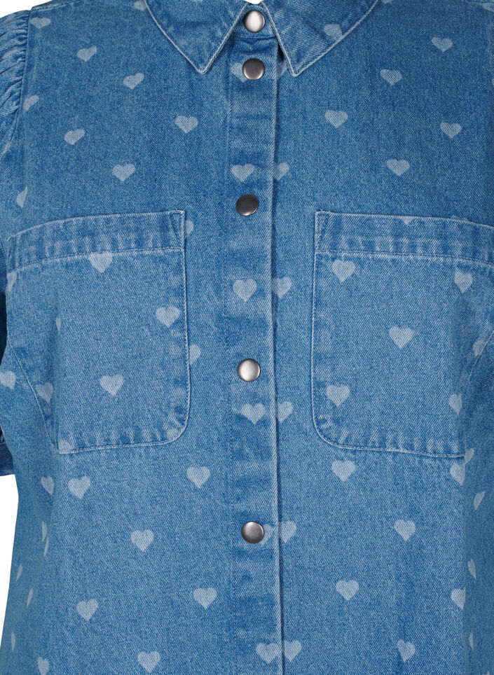 Kortärmad denimklänning med hjärtmönster, L. Blue D. w. Heart, Packshot image number 2