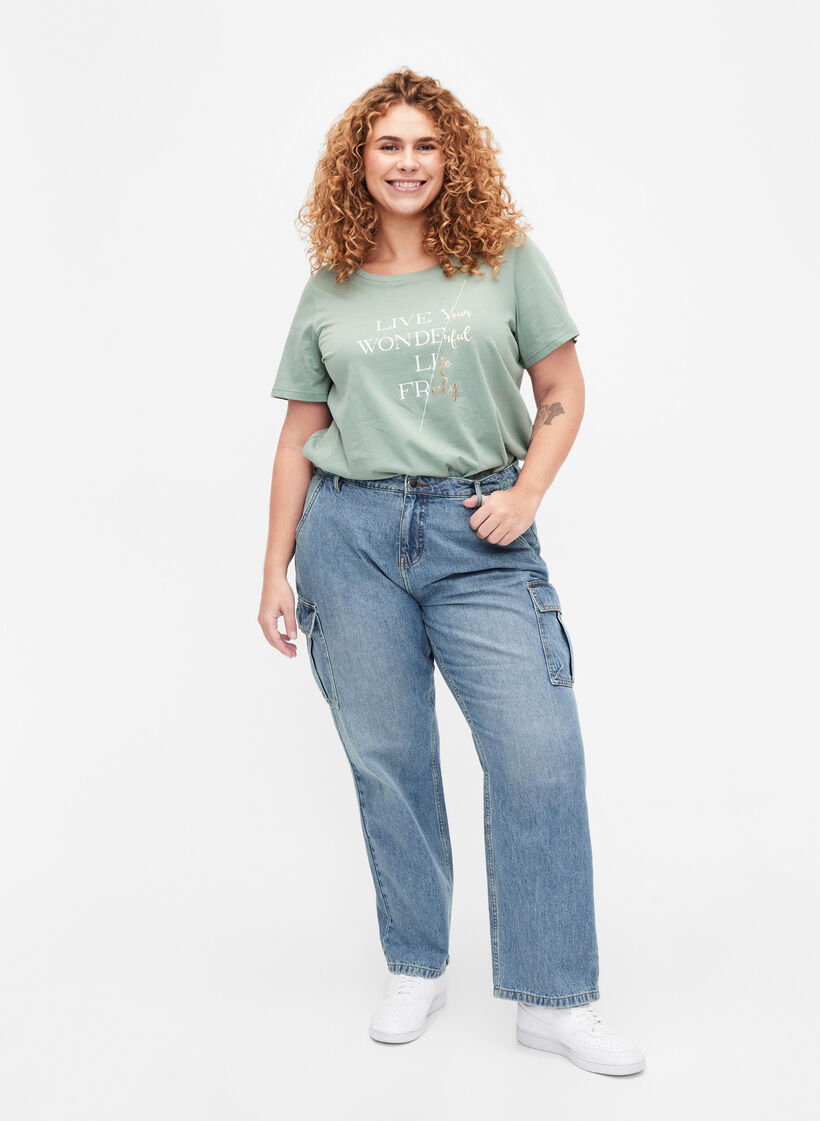 Kortärmad t-shirt i bomull med elastisk kant, Chinois G. W. Live, Model image number 2