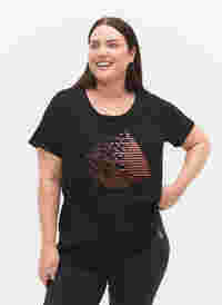  T-shirt till träning med print, Black w. Copper Foil, Model