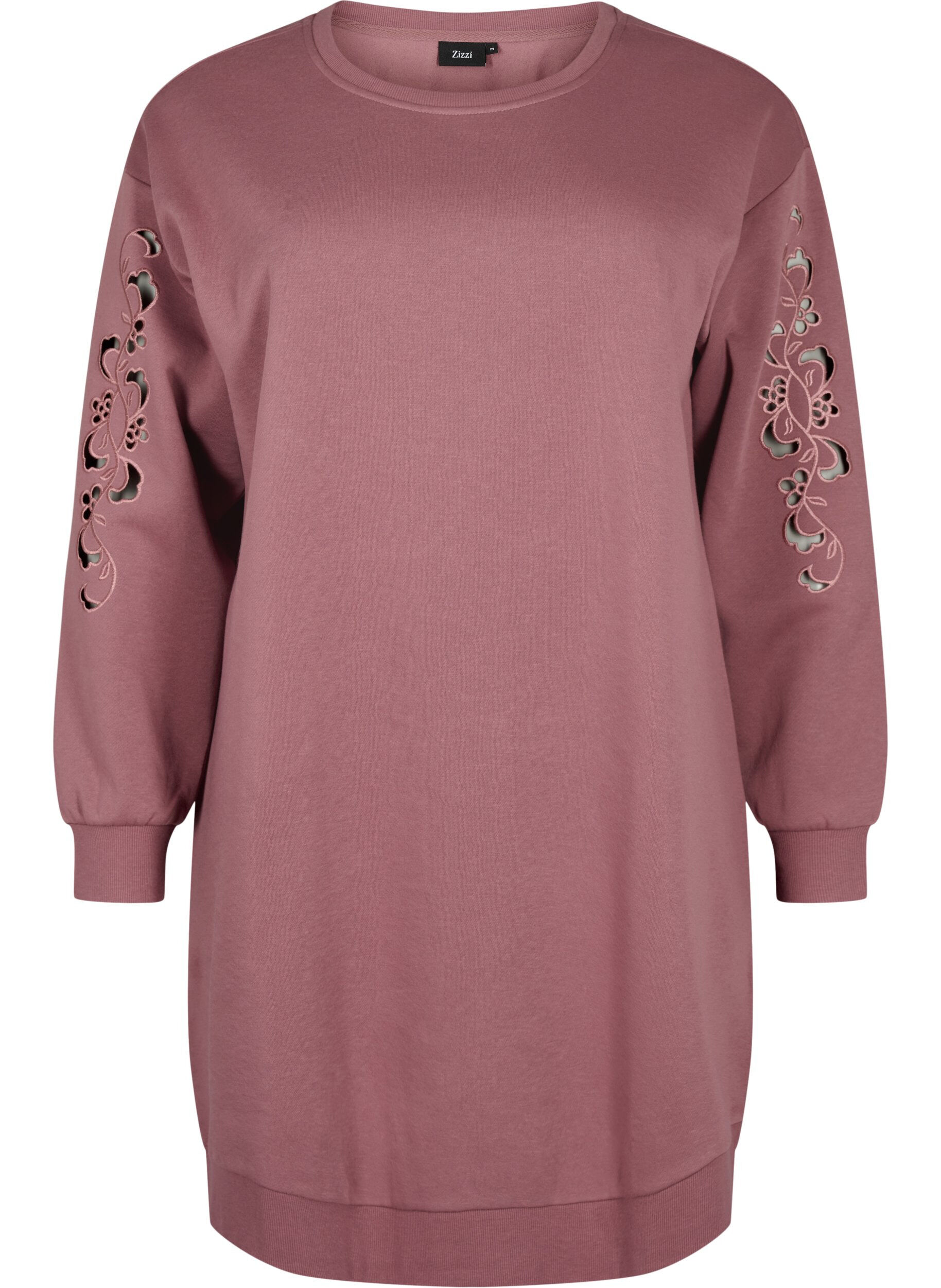 Zizzi Sweatshirtkl&auml;nning med broderade detaljer, Rose Brown, Packshot image number 0
