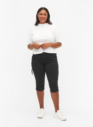 Slim fit capri-jeans med fickor, Black, Model image number 0