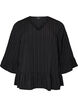 Blus med struktur, v-ringning och volanger, Svart, Packshot image number 0