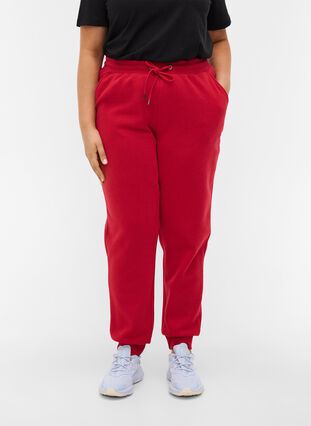 Lösa sweatpants med fickor, Red, Model image number 2