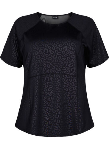 Träningst-shirt med tryck och mesh, Black, Packshot image number 0