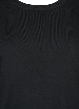 Stickad tröja med rund urringning, Black, Packshot image number 2