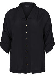 Viskosskjorta med 3/4 ärmar, Black