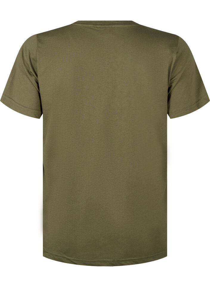 T-shirt från FLASH med tryck, Olive Night Flower, Packshot image number 1