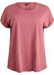 Kort&auml;rmad t-shirt i bomullsblandning, Rosa, Packshot image number 0