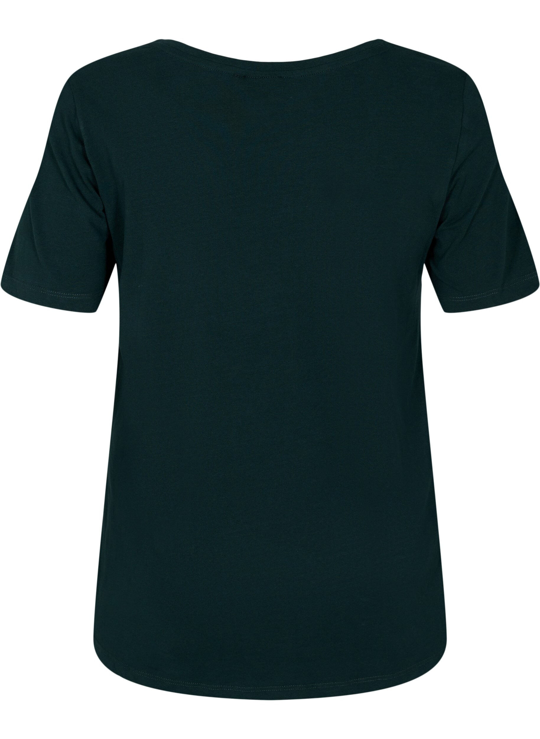 ZizziEnf&auml;rgad t-shirt i bomull, Gr&ouml;n, Packshot image number 1