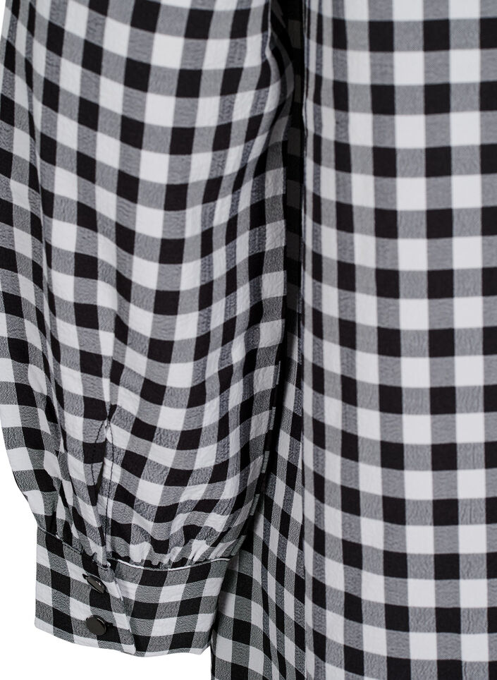 Rutig tunika med V-ringning, Black/W. Gingham, Packshot image number 3