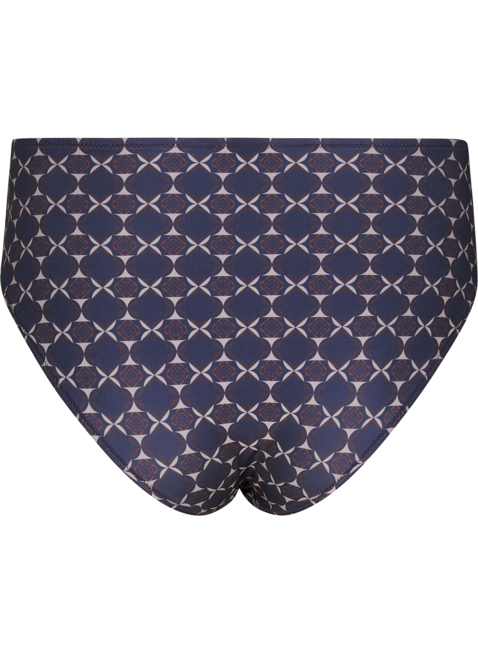 Zizzi Bikinitrosor med h&ouml;g midja och tryck, Bl&aring;, Packshot image number 1