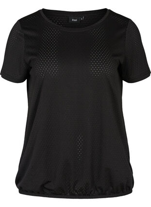 T-shirt i tyg med struktur, Black, Packshot image number 0