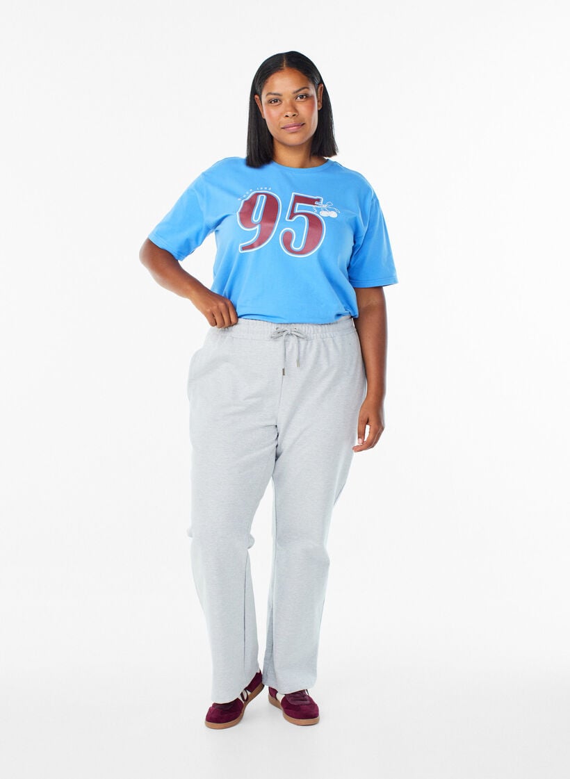 Sportig t-shirt i ekologisk bomull, Blå, Model image number 1