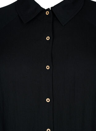 Lång viskosskjorta med fickor och 3/4-ärmar, Black, Packshot image number 2