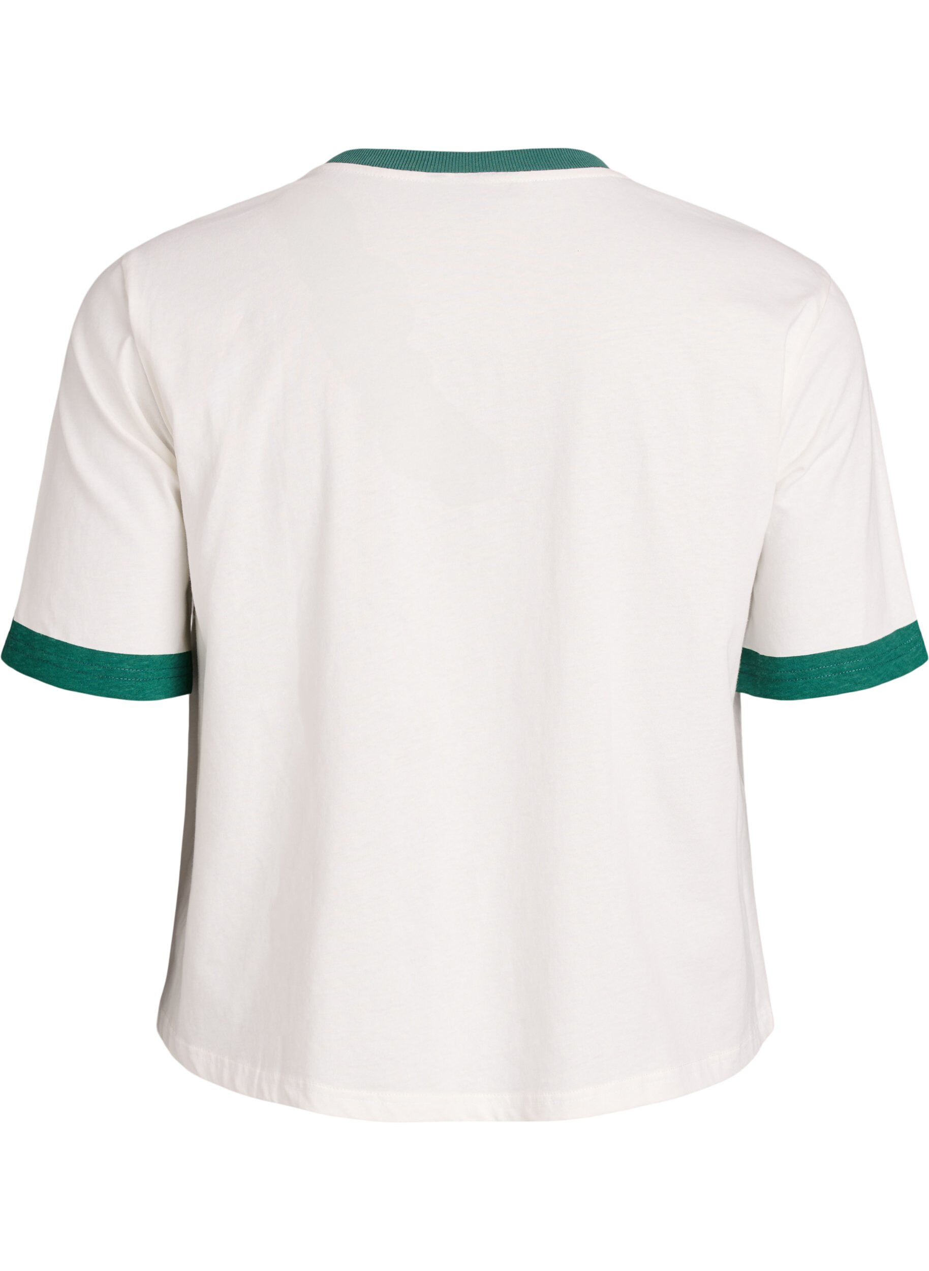 Zizzi T-shirt i bomull med texttryck och boxig passform, Vit, Packshot image number 1