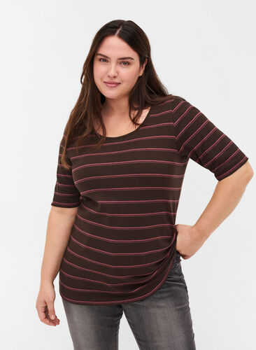 Randig och ribbad t-shirt i bomull, Mole Stripe, Model image number 0