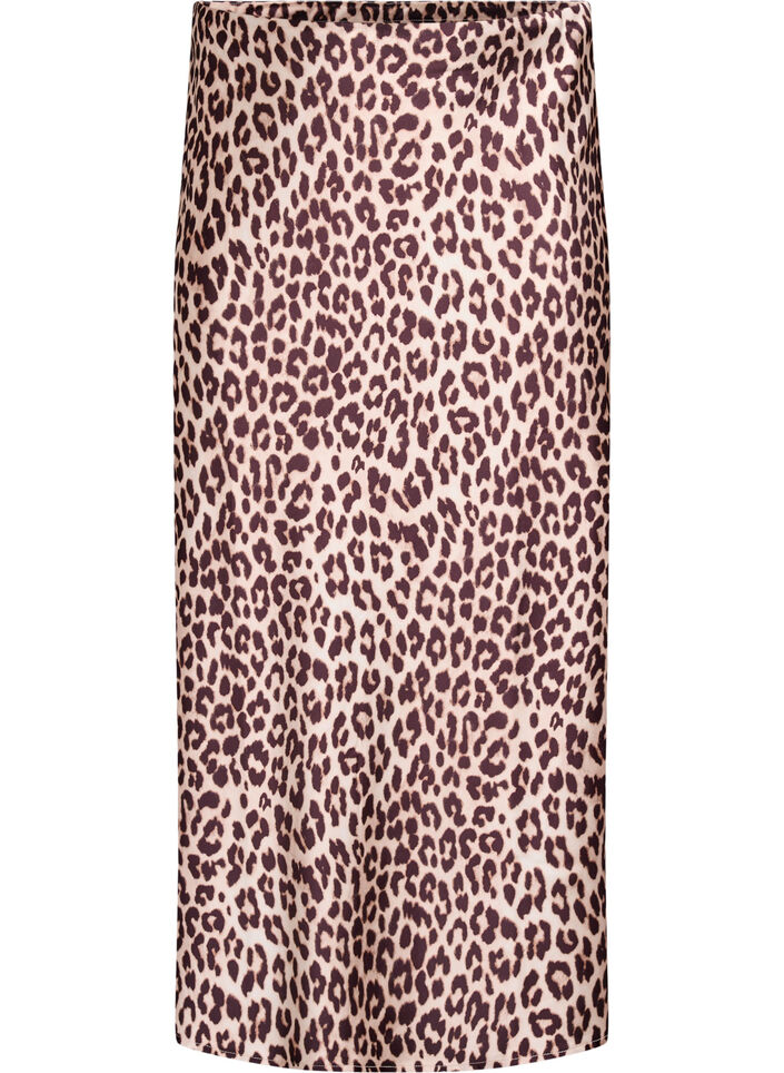 Midikjol i satin, Brun, Packshot image number 0