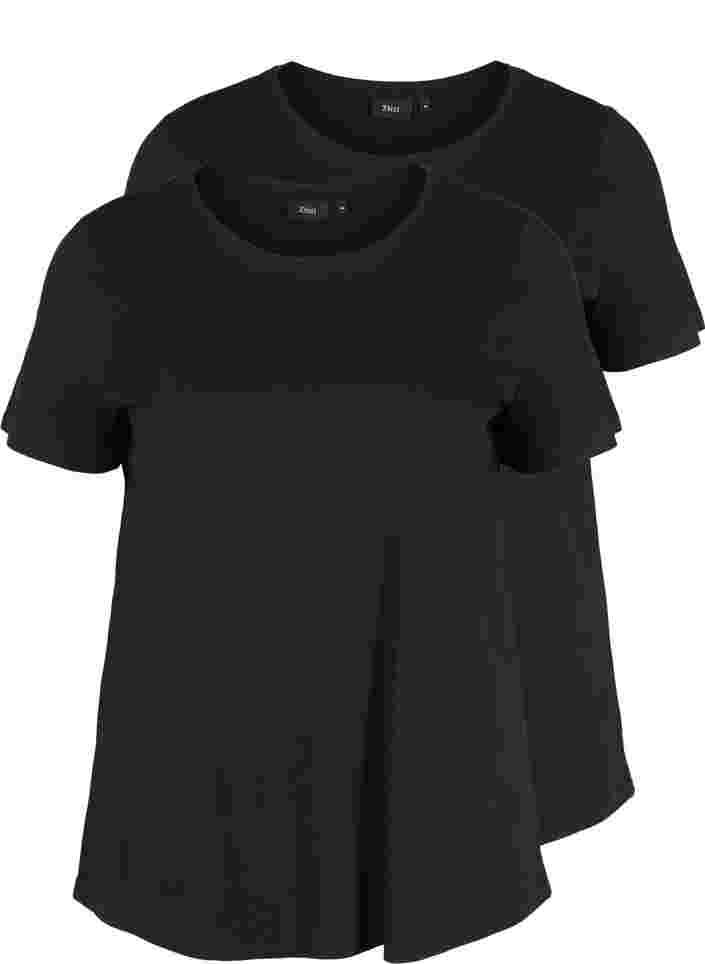 2-pack kortärmade t-shirtar i bomull, Black/Black, Packshot