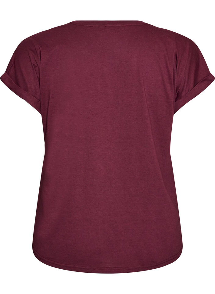 Kort&auml;rmad t-shirt i bomullsmix, R&ouml;d, Packshot image number 1