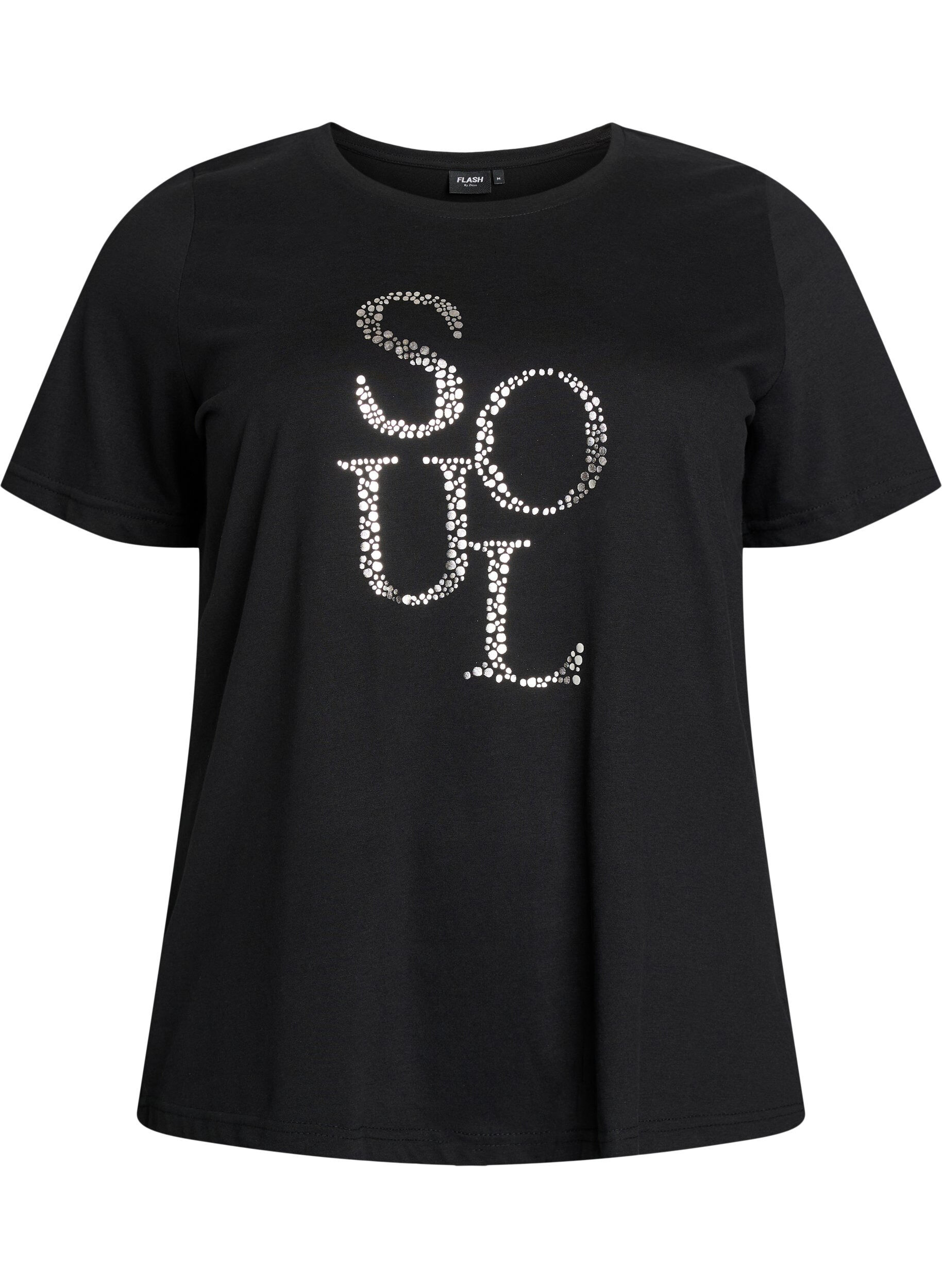 ZizziT-shirt med tryck, Svart, Packshot image number 0