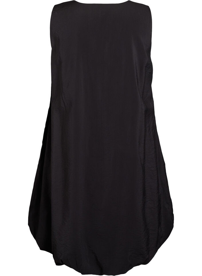 Ballongklänning i knälångd med fickor, Svart, Packshot image number 1