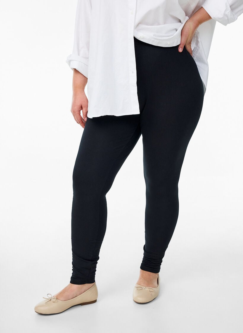 Leggings i bomull med foder, Svart, Model image number 0