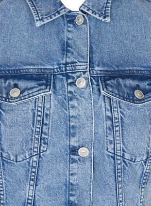 Denimväst med fickor och broderi, Blue Denim Washed, Packshot image number 2
