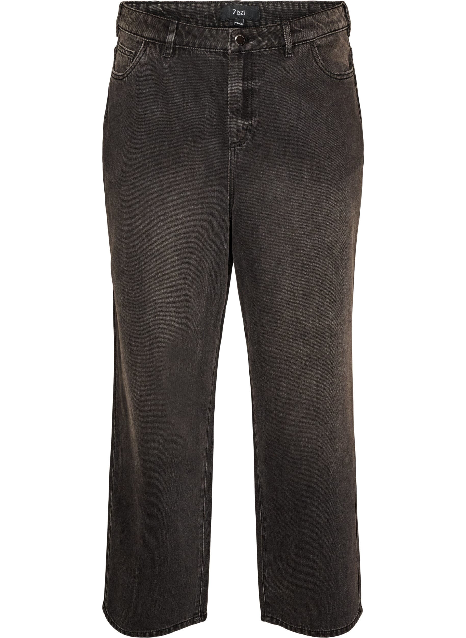 ZizziKiana straight fit-jeans med h&ouml;g midja, Svart, Packshot image number 0