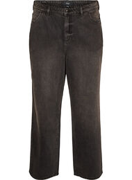 Kiana straight fit-jeans med h&ouml;g midja, Svart