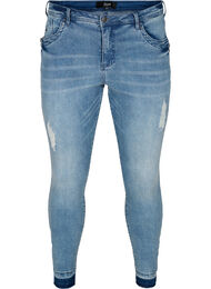 Super slim Amy Jeans med slits, Blue denim