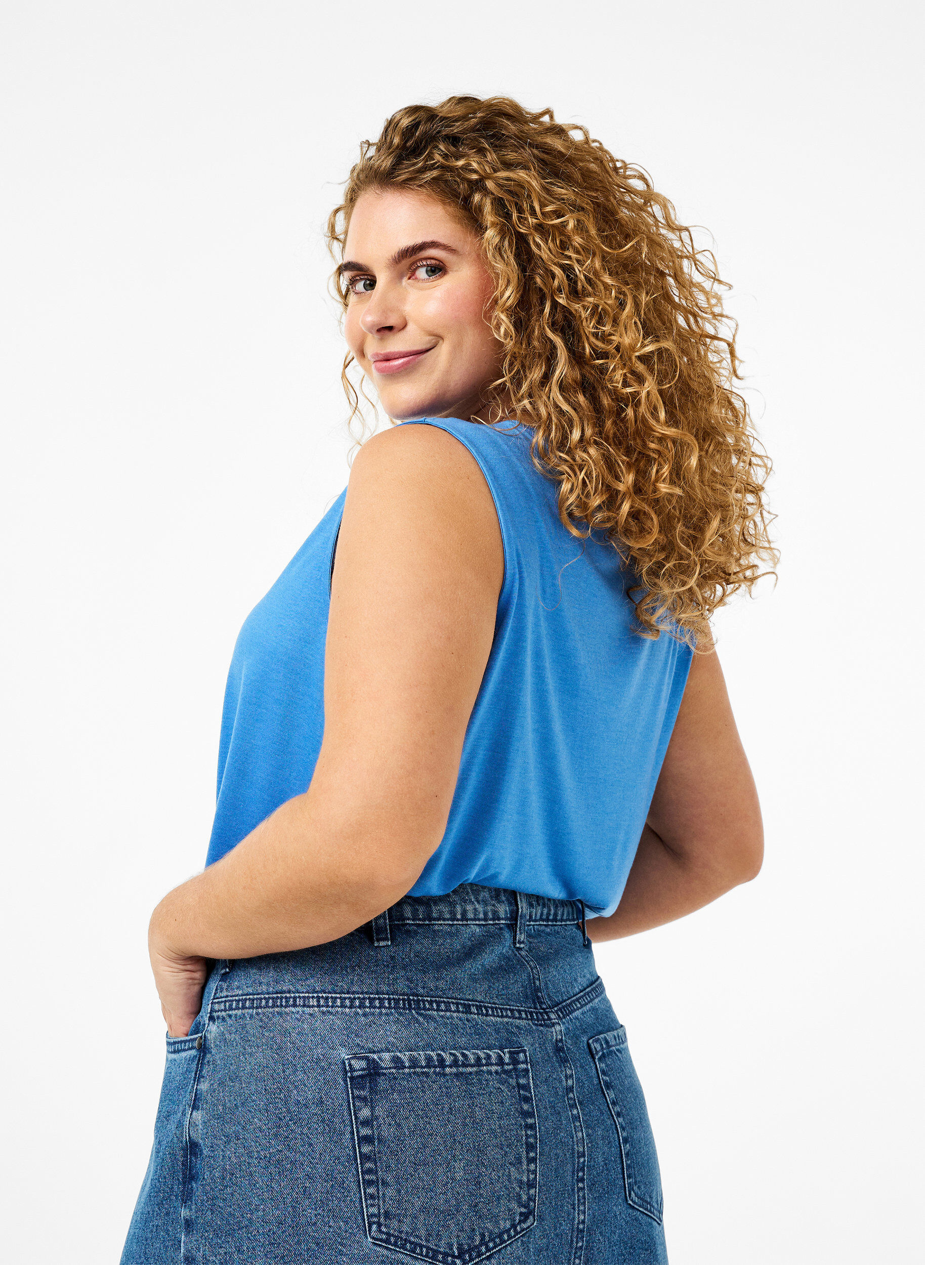 Zizzi &Auml;rml&ouml;s topp med spets, Marina, Model image number 1