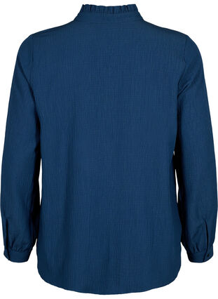 Långärmad blus med ruffelkrage, Dress Blues, Packshot image number 1