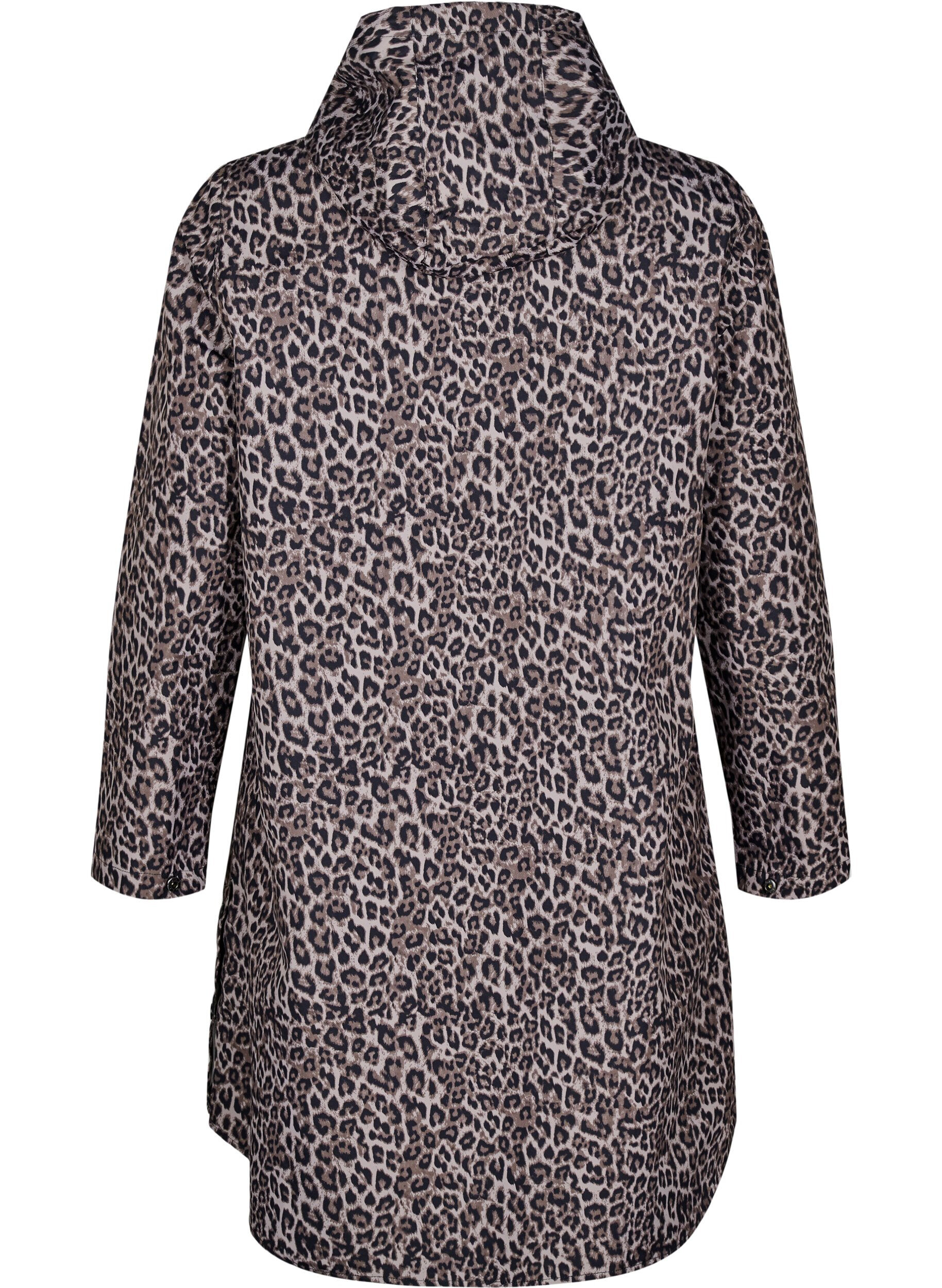 Zizzi Regnkappa med fickor och huva, Brun, Packshot image number 1