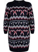 Stickad klänning med julmotiv och långa ärmar, Navy Blazer Comb, Packshot image number 0