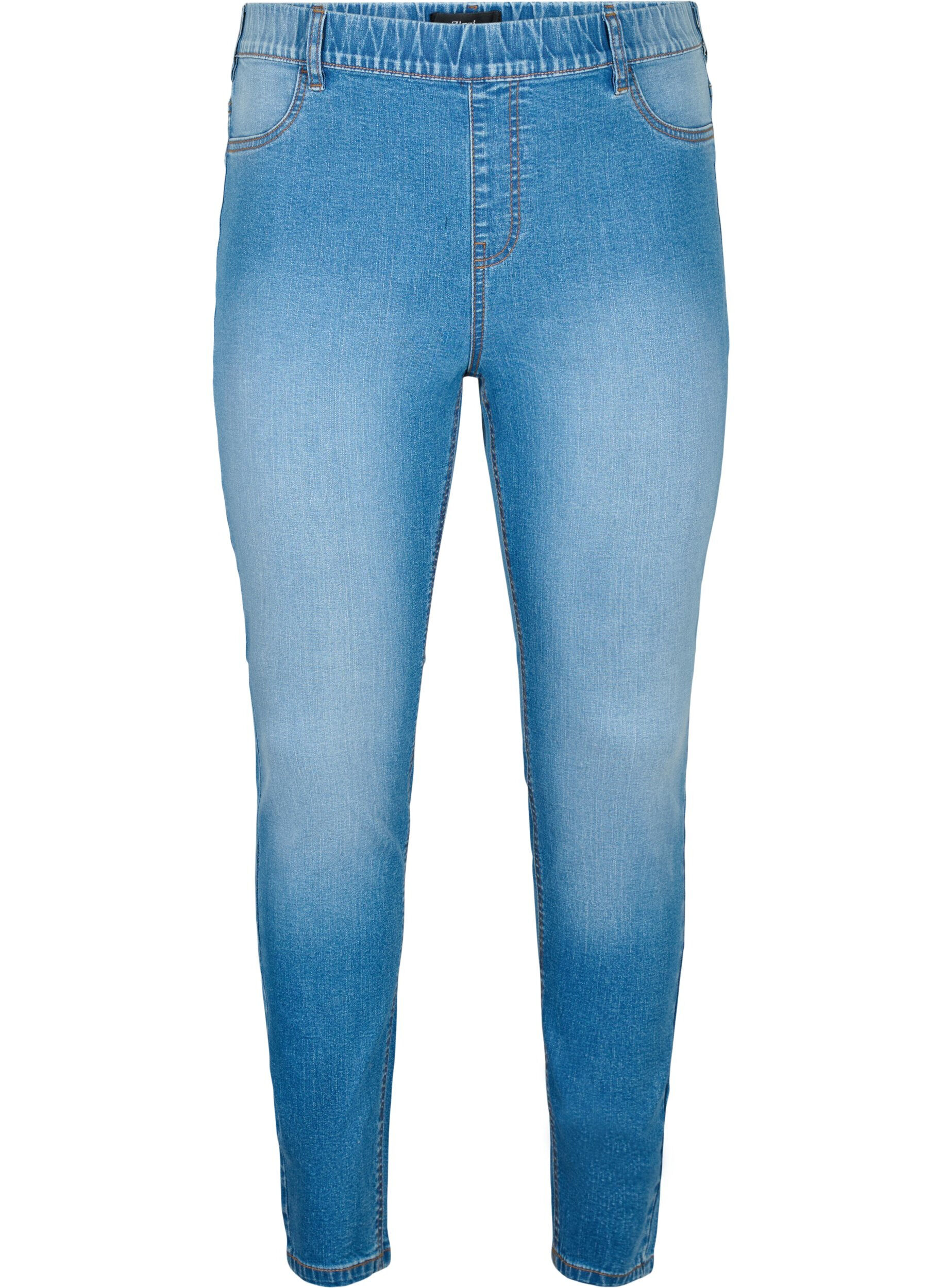 Zizzi Jeggings med bakfickor, Blue denim, Packshot image number 0