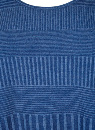 Klänning med trekvartsärm och randigt mönster, Estate Blue Melange, Packshot image number 2
