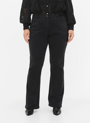 Ellen bootcut jeans med hög midja, Grey Denim, Model image number 2