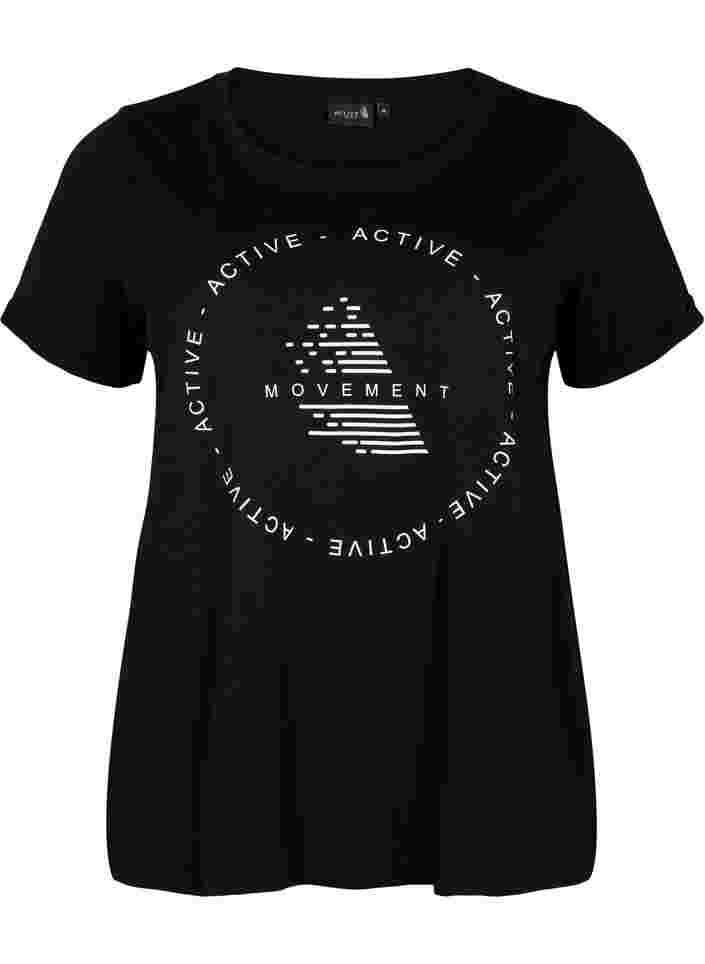  T-shirt till träning med print, Black White Logo, Packshot image number 0