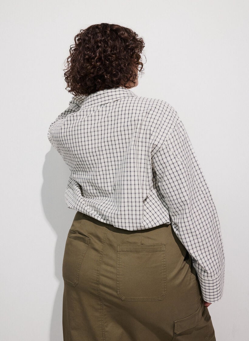 Rutig skjorta med br&ouml;stficka, Vit, Model image number 2