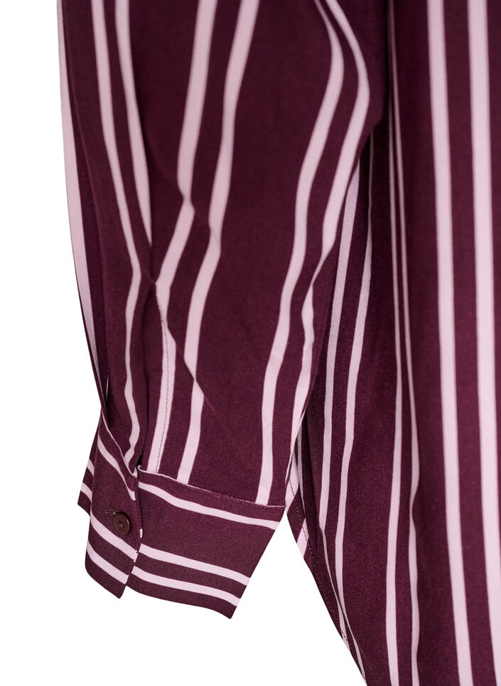 Randig nattskjorta, M&ouml;rk Bordeaux, Packshot image number 3