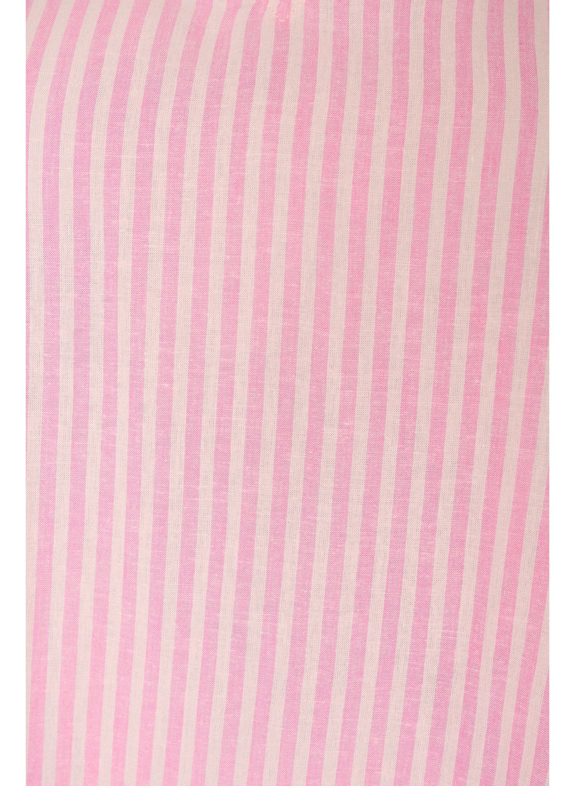 ZizziBlus i viskos och linne med volang&auml;rmar, Rosa, Packshot image number 2