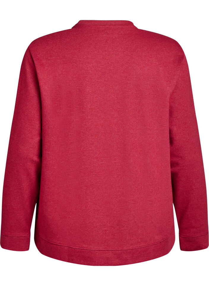 Sweatshirt med rund halsringning, R&ouml;d, Packshot image number 1