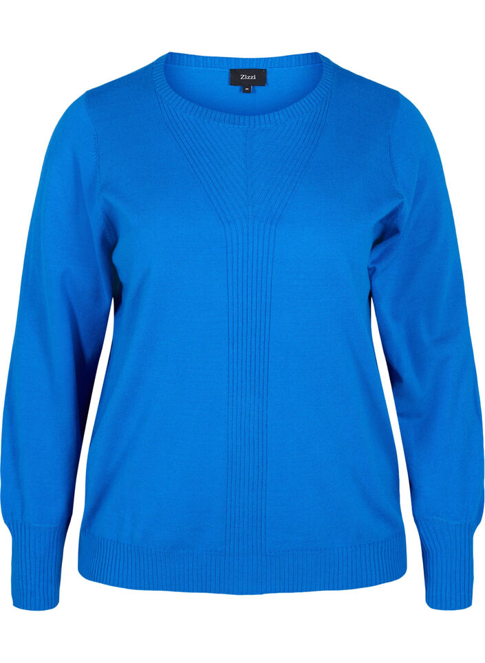 Enfärgad stickad tröja med ribbade detaljer, Skydiver Mel., Packshot image number 0