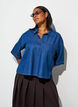 Denimblus med en br&ouml;stficka och armb&aring;gsl&aring;nga &auml;rmar, Bl&aring;, Model image number 3