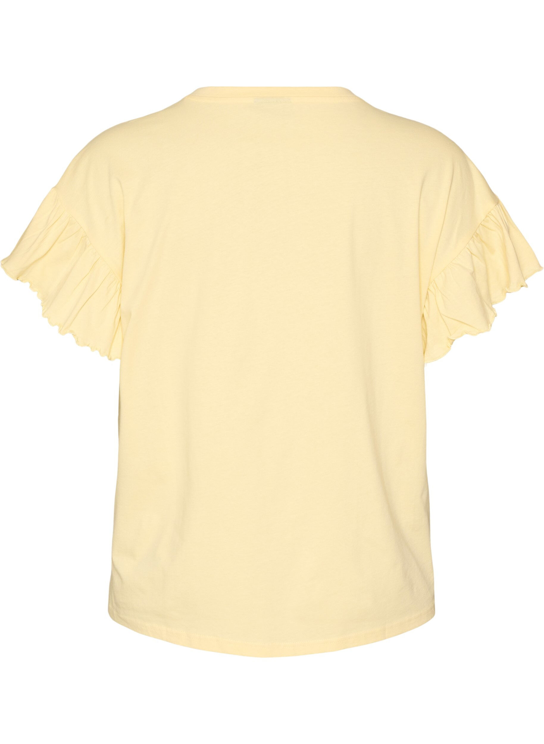 ZizziT-shirt i ekologisk bomull med volang&auml;rmar, Gul, Packshot image number 1