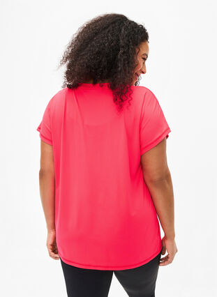 Tränings t-shirt med v-ringning och lös passform, Neon Diva Pink, Model image number 1