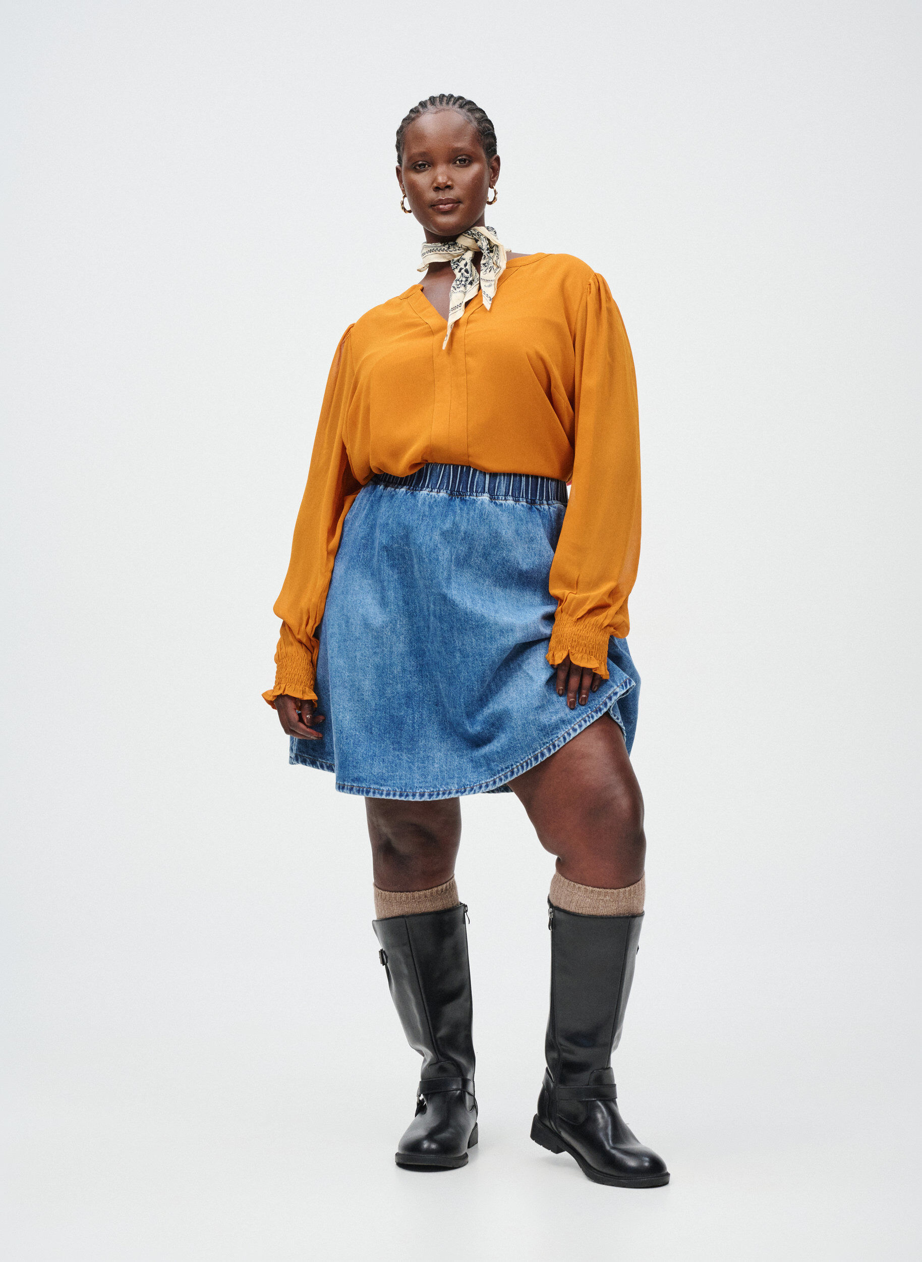 Zizzi Kort jeanskjol, Bl&aring;, Image image number 0