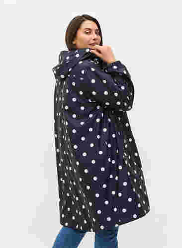 Mönstrad regnjacka med huva, Navy Blazer W/Dots, Model image number 1