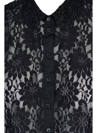Skjortkrage i spetsmaterial, Black, Packshot image number 2