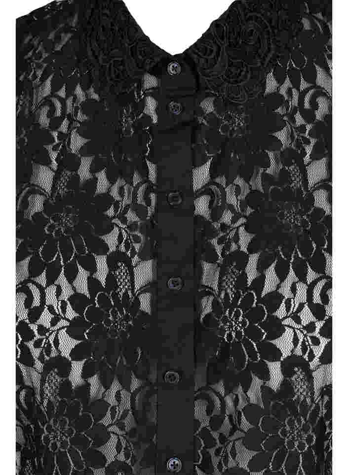 Skjortkrage i spetsmaterial, Black, Packshot image number 2